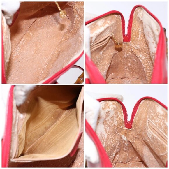 GUCCI Bamboo Hand Bag Leather 2way Red Gold Auth gh613 - Picture 16 of 16